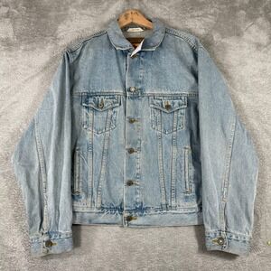 Vintage Haggar Denim Jacket Mens Large Light Wash Trucker Classic Button Vintage